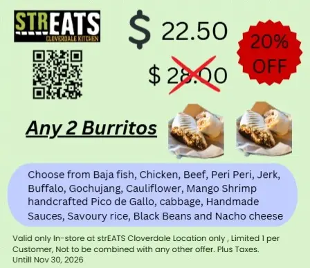 Two Burritos - 12" for $22.50 image