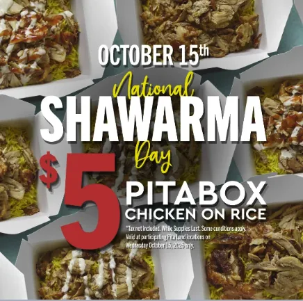 National Shawarma Day $5 Pita Box